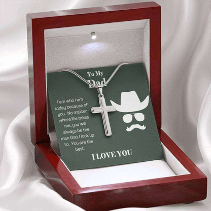 Dad Necklace, Best Dad Ever Cowboy Cross Necklace, Gift For Dad Father's Day Rakva