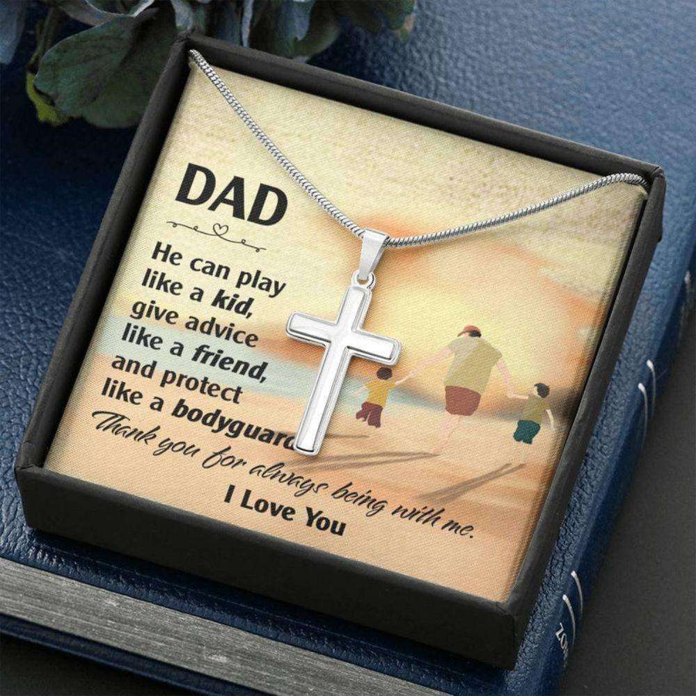 Dad Necklace, Cross Necklace Gift For Dad From Daughter Son, Thoughtful, Fathers Day Gift Father's Day Rakva