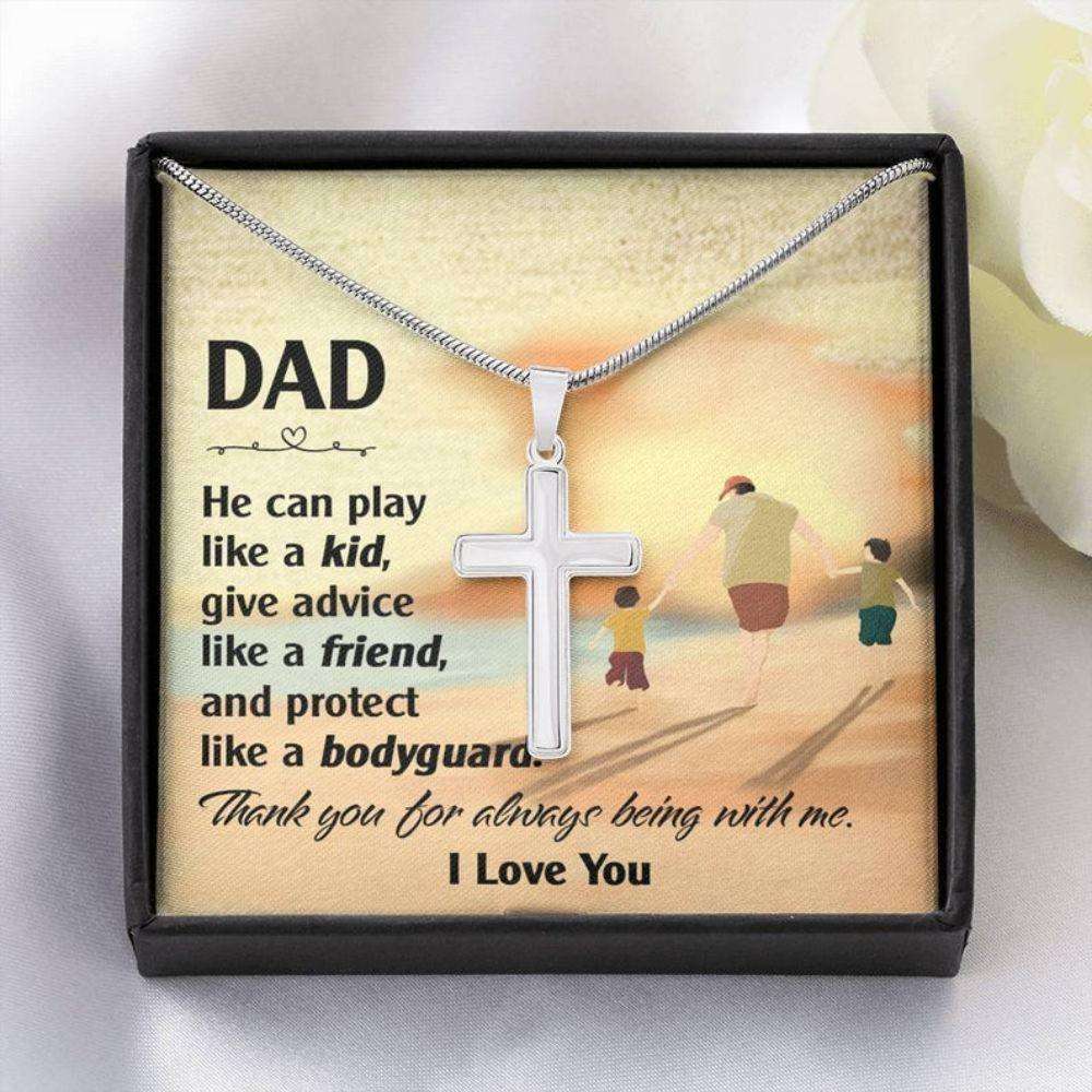 Dad Necklace, Cross Necklace Gift For Dad From Daughter Son, Thoughtful, Fathers Day Gift Father's Day Rakva