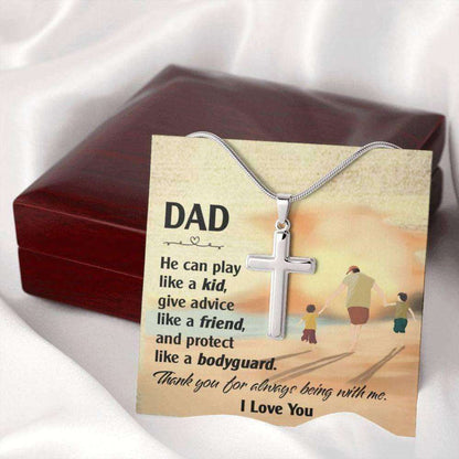 Dad Necklace, Cross Necklace Gift For Dad From Daughter Son, Thoughtful, Fathers Day Gift Father's Day Rakva