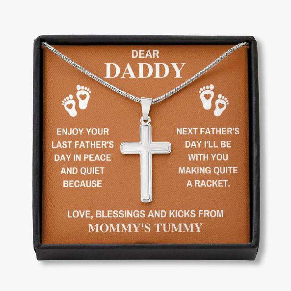 Dad Necklace, Dear Daddy Peace Orange Cross Necklace Gift From Daughter Son Father's Day Rakva