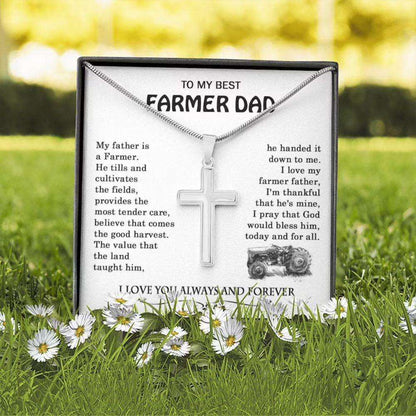 Dad Necklace, Farmer Dad Gift, Cross Necklace For Farmer Father, Farm Dad, Farmer Gifts For Dad From Daughter Father's Day Rakva