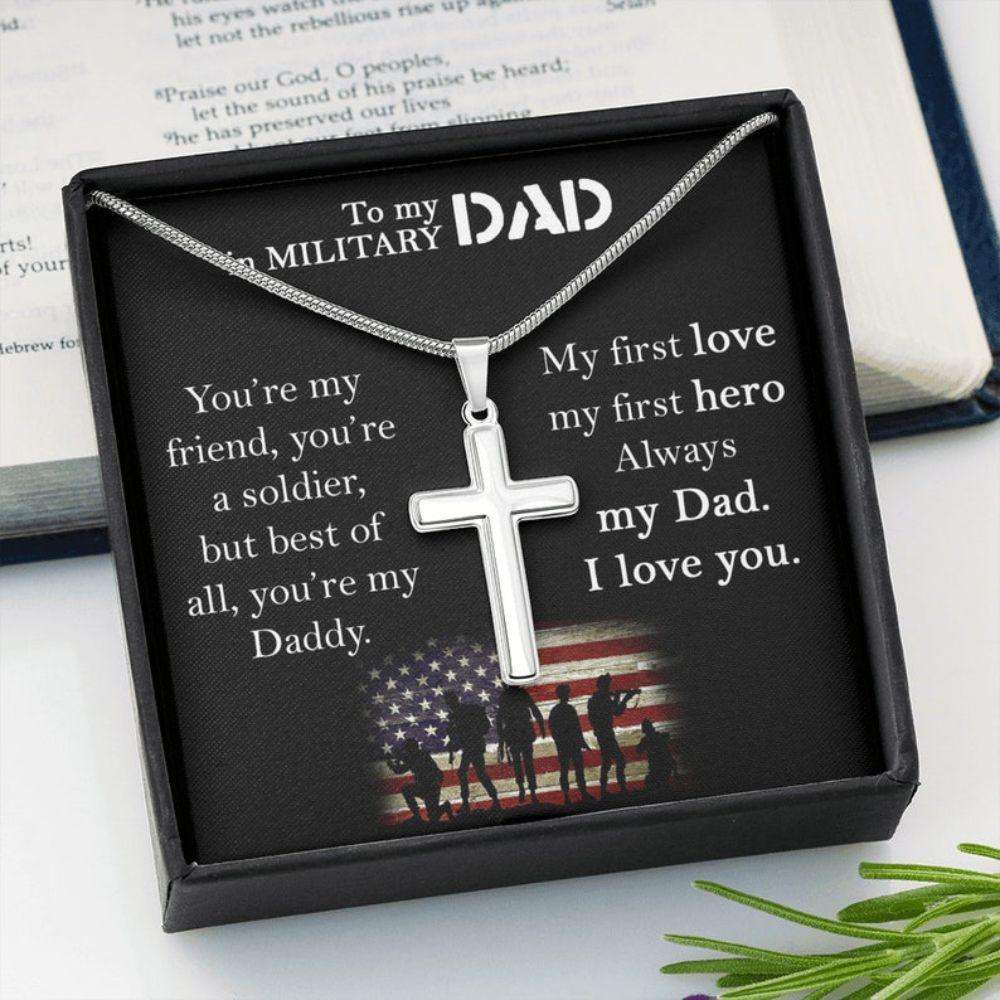 Dad Necklace, Father Neckacle Gift In Military, Gift For Dad From Son And Daughter, Army Dad Gift On 4Th July Father's Day Rakva