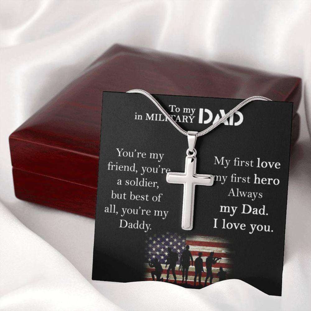 Dad Necklace, Father Neckacle Gift In Military, Gift For Dad From Son And Daughter, Army Dad Gift On 4Th July Father's Day Rakva