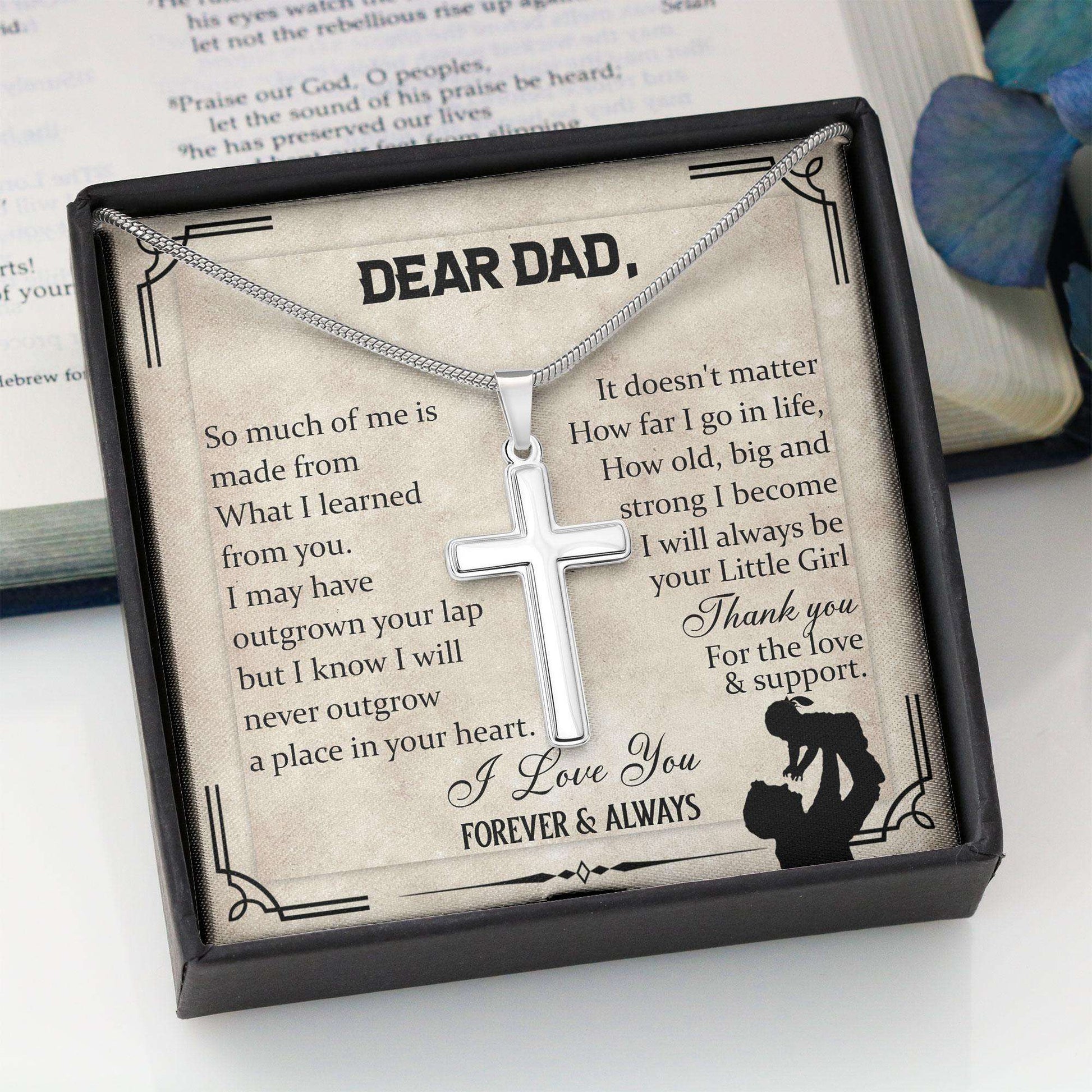 Dad Necklace, Father Necklace “ Dear Daddy Always Be Your Little Girl “ Gift For Dad Fathers Day Cross Necklace Father's Day Rakva