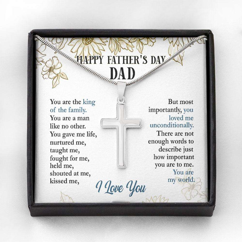 Dad Necklace, Father�S Day Necklace “ Dad You Are My World Gift For Fathers Day Cross Necklace Father's Day Rakva