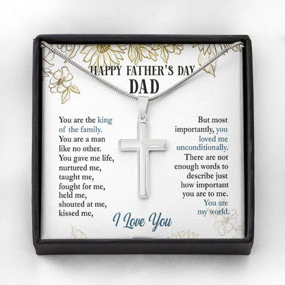 Dad Necklace, Father�S Day Necklace “ Dad You Are My World Gift For Fathers Day Cross Necklace Father's Day Rakva