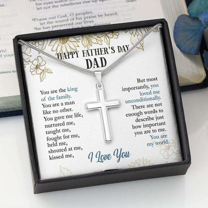 Dad Necklace, Father�S Day Necklace “ Dad You Are My World Gift For Fathers Day Cross Necklace Father's Day Rakva