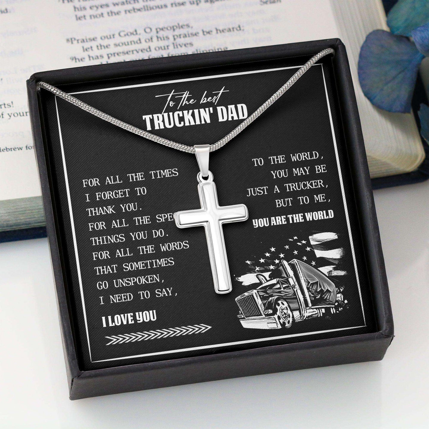 Dad Necklace, Fathers Day Gift Necklace For Trucker Gift From Daughter And Son “ Cross Necklace Father's Day Rakva