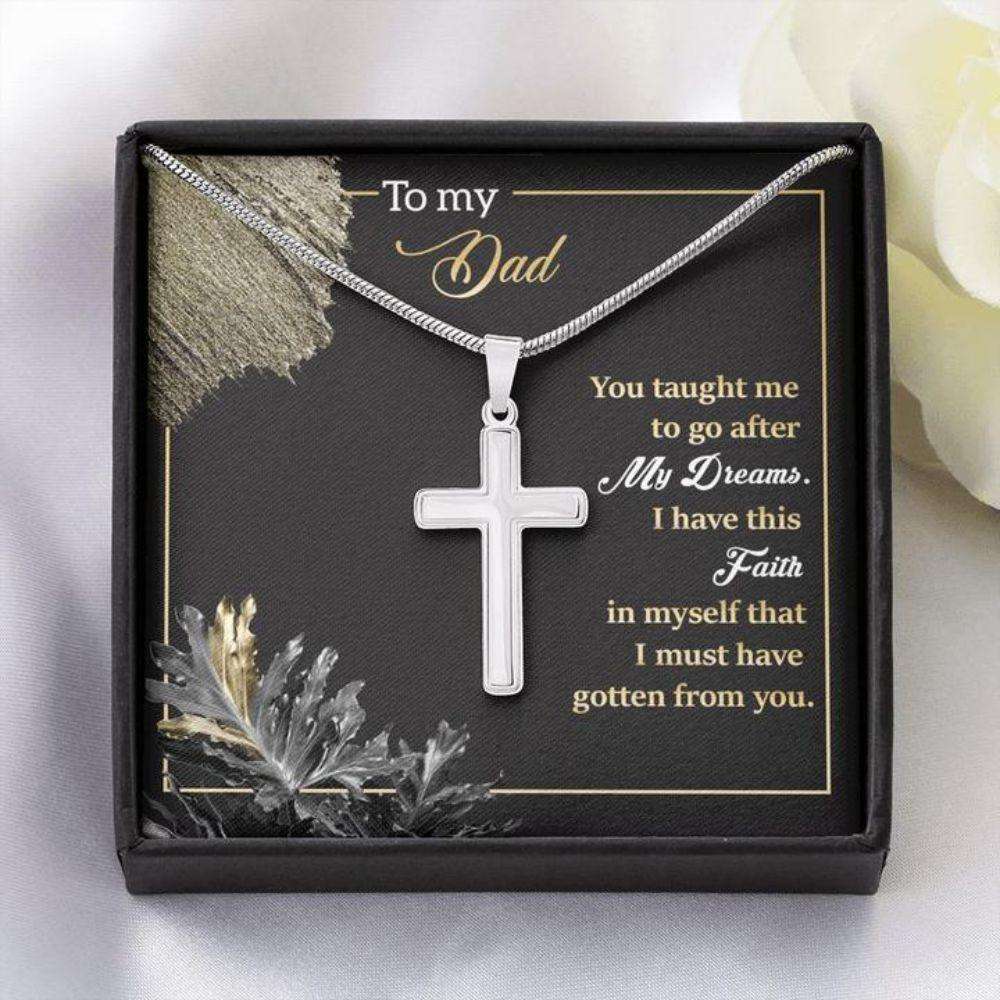 Dad Necklace, Gift To Dad “ Cross Necklace For Dad “ My Dreams “ Faithful Cross Necklace “ Gift Necklace Message Card Father's Day Rakva