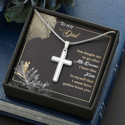 Dad Necklace, Gift To Dad “ Cross Necklace For Dad “ My Dreams “ Faithful Cross Necklace “ Gift Necklace Message Card Father's Day Rakva