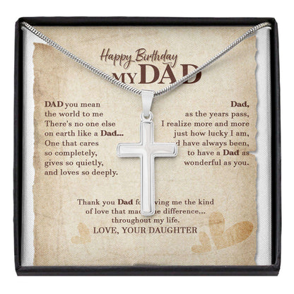 Dad Necklace, Happy Birthday Dad Necklace Gifts For Father “ Cross Necklace For Dad Father's Day Rakva