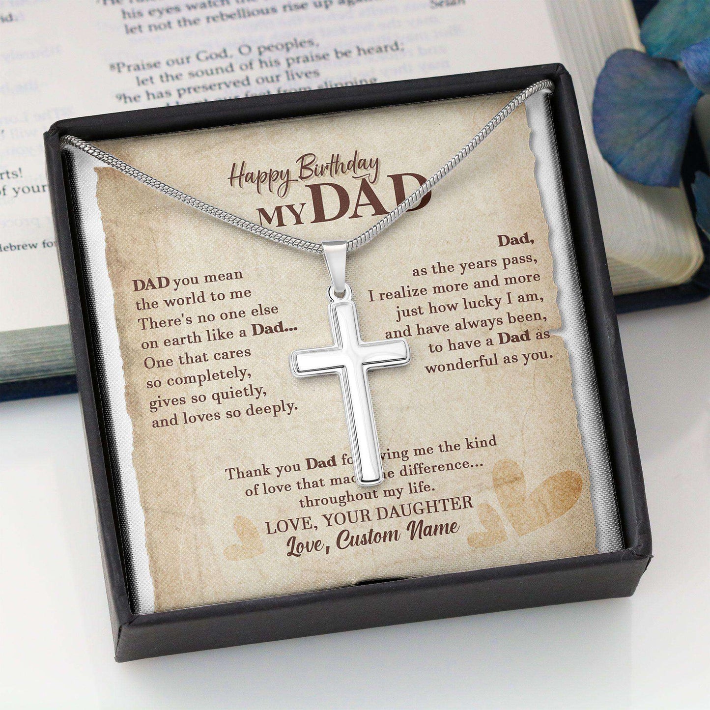 Dad Necklace, Happy Birthday Dad Necklace Gifts For Father “ Cross Necklace For Dad Father's Day Rakva