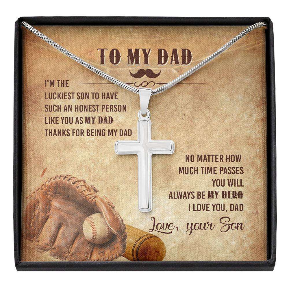 Dad Necklace, Necklace For Dad “ Son To Dad Thanks For Being My Dad “ Gift For Dad Father Day Cross Necklace Father's Day Rakva