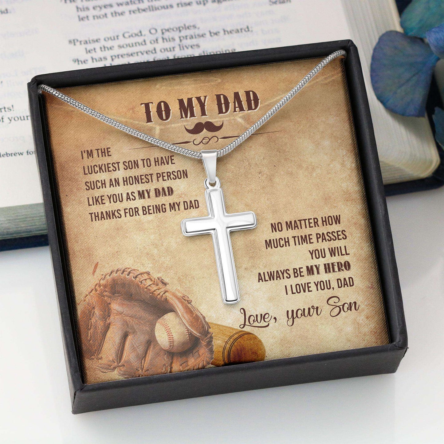 Dad Necklace, Necklace For Dad “ Son To Dad Thanks For Being My Dad “ Gift For Dad Father Day Cross Necklace Father's Day Rakva