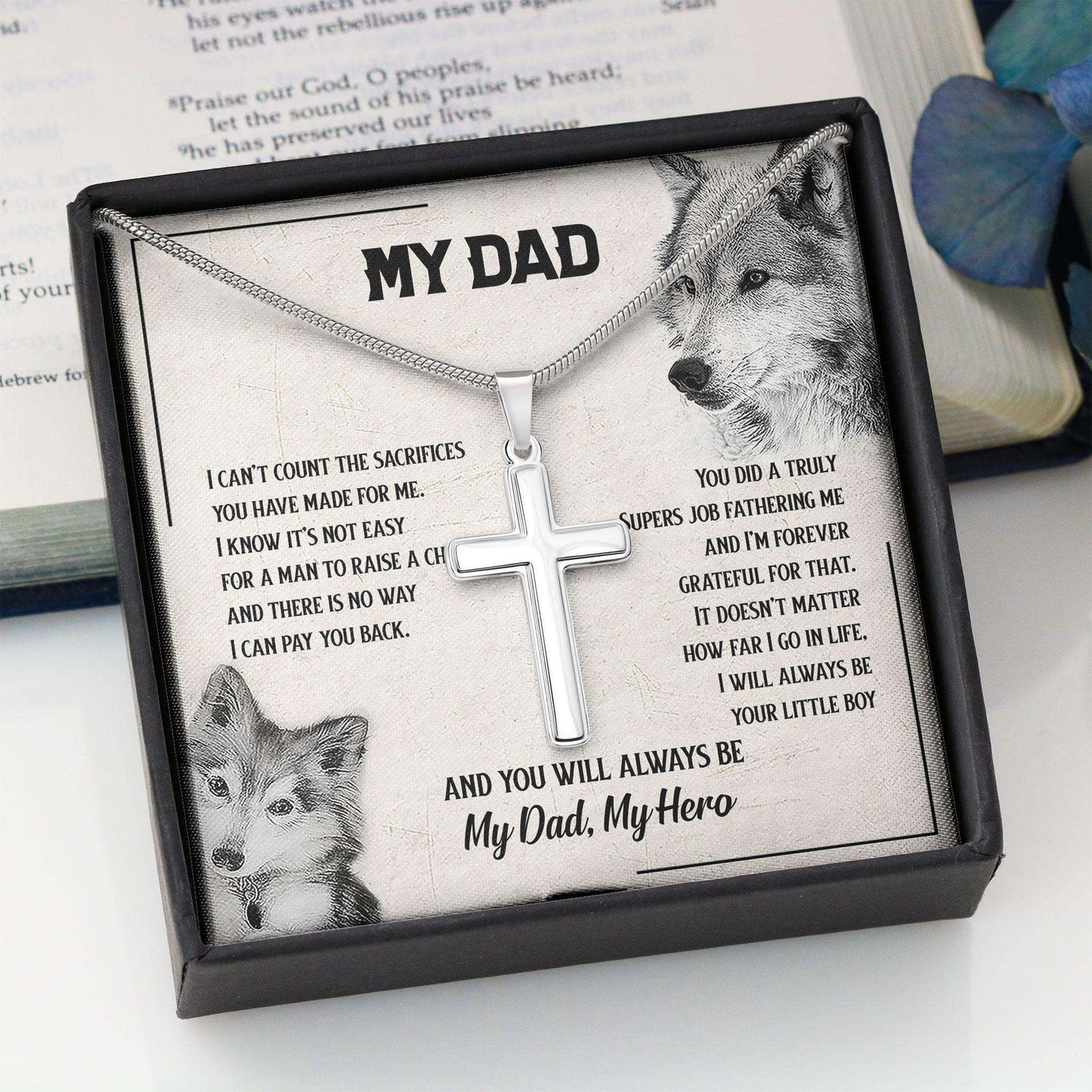 Dad Necklace, Necklace For Dad “ You Will Always Be My Dad My Hero “ Gift For Dad Father Day Cross Necklace Father's Day Rakva