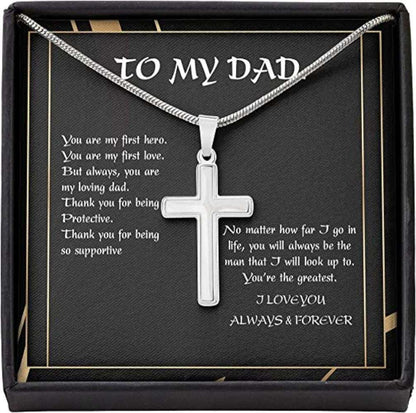 Dad Necklace, To Dad First Hero Love Protect Thank Great, Necklace Gift For Men, Last Minutes Gift Father's Day Rakva