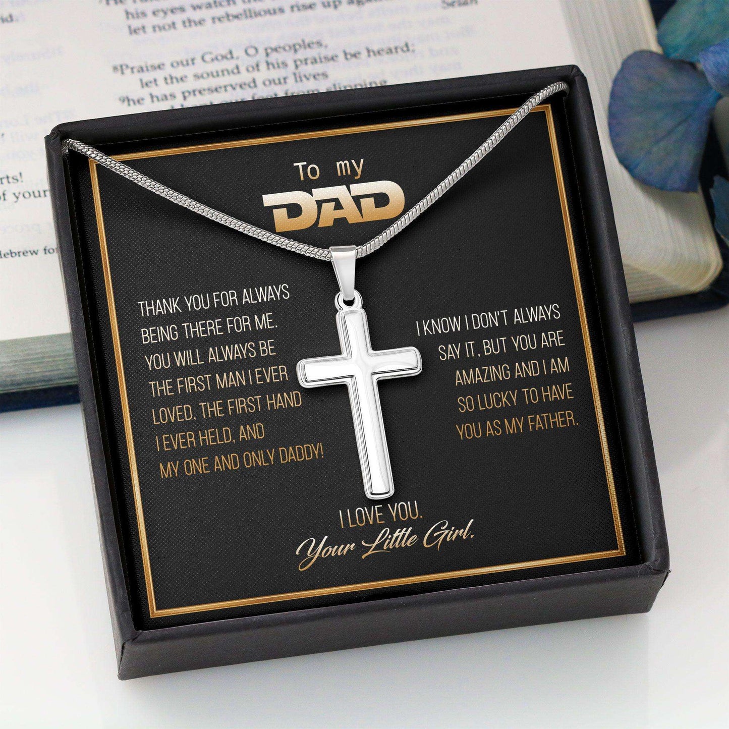 Dad Necklace, To My Dad Gift Necklace Fathers Day Necklace Gift Cross Necklace Father's Day Rakva