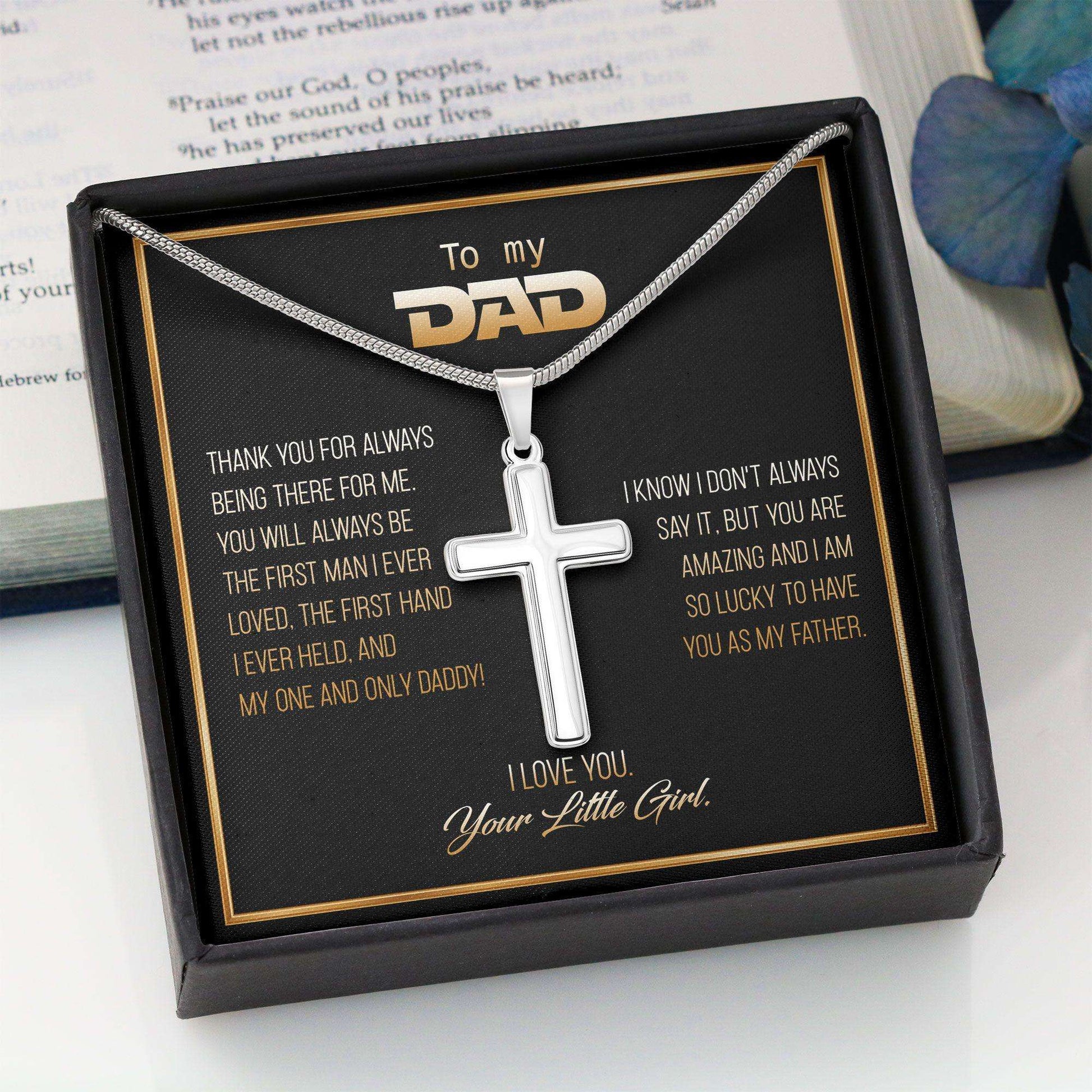 Dad Necklace, To My Dad Gift Necklace Fathers Day Necklace Gift Cross Necklace Father's Day Rakva