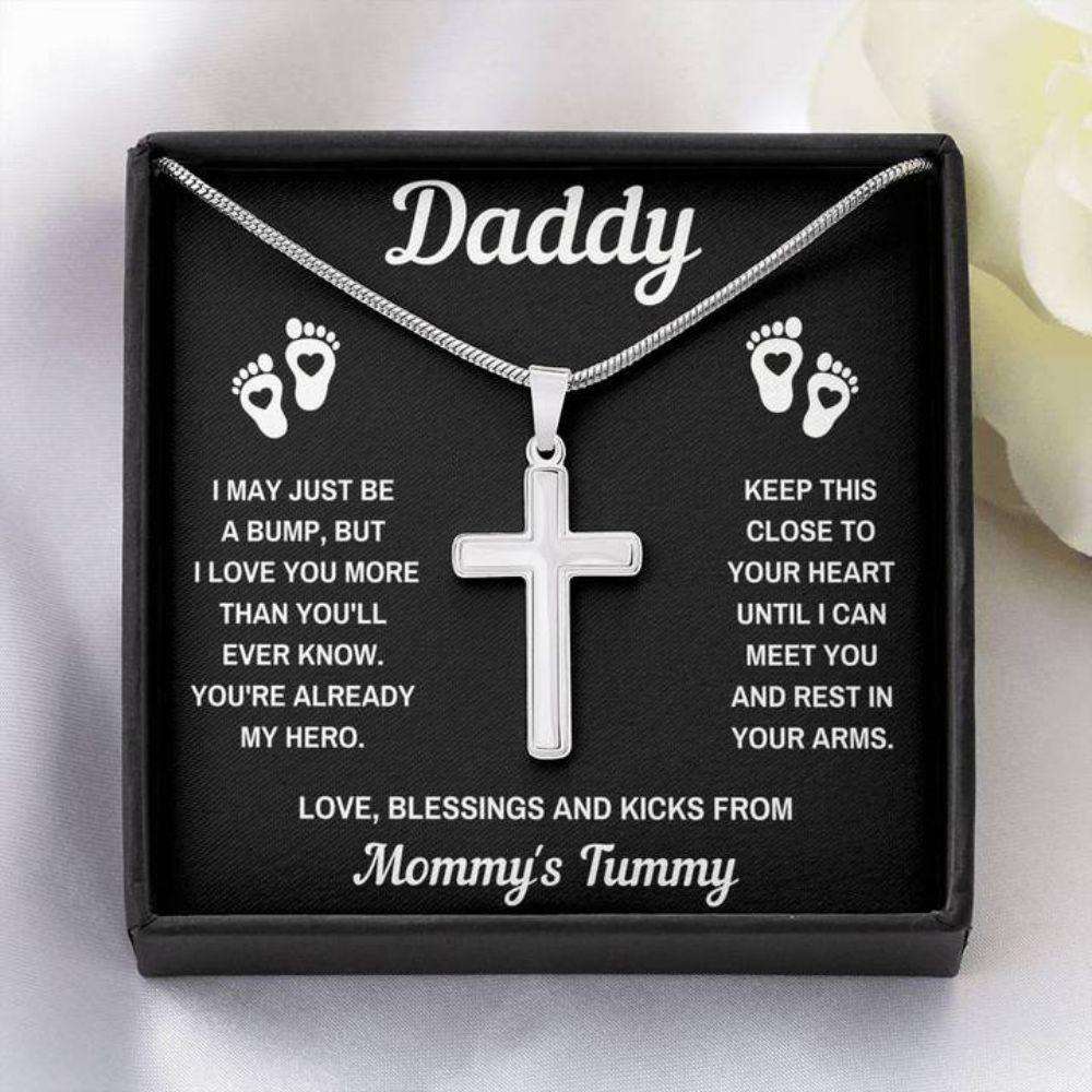 Dad Necklace, To My Daddy Hero Black Cross Necklace Gift From Daughter Son Father's Day Rakva