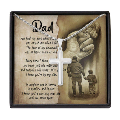 Dad Necklace, You Held My Hand Dad Remembering Dad Gift For Father Cross Necklace Father's Day Rakva