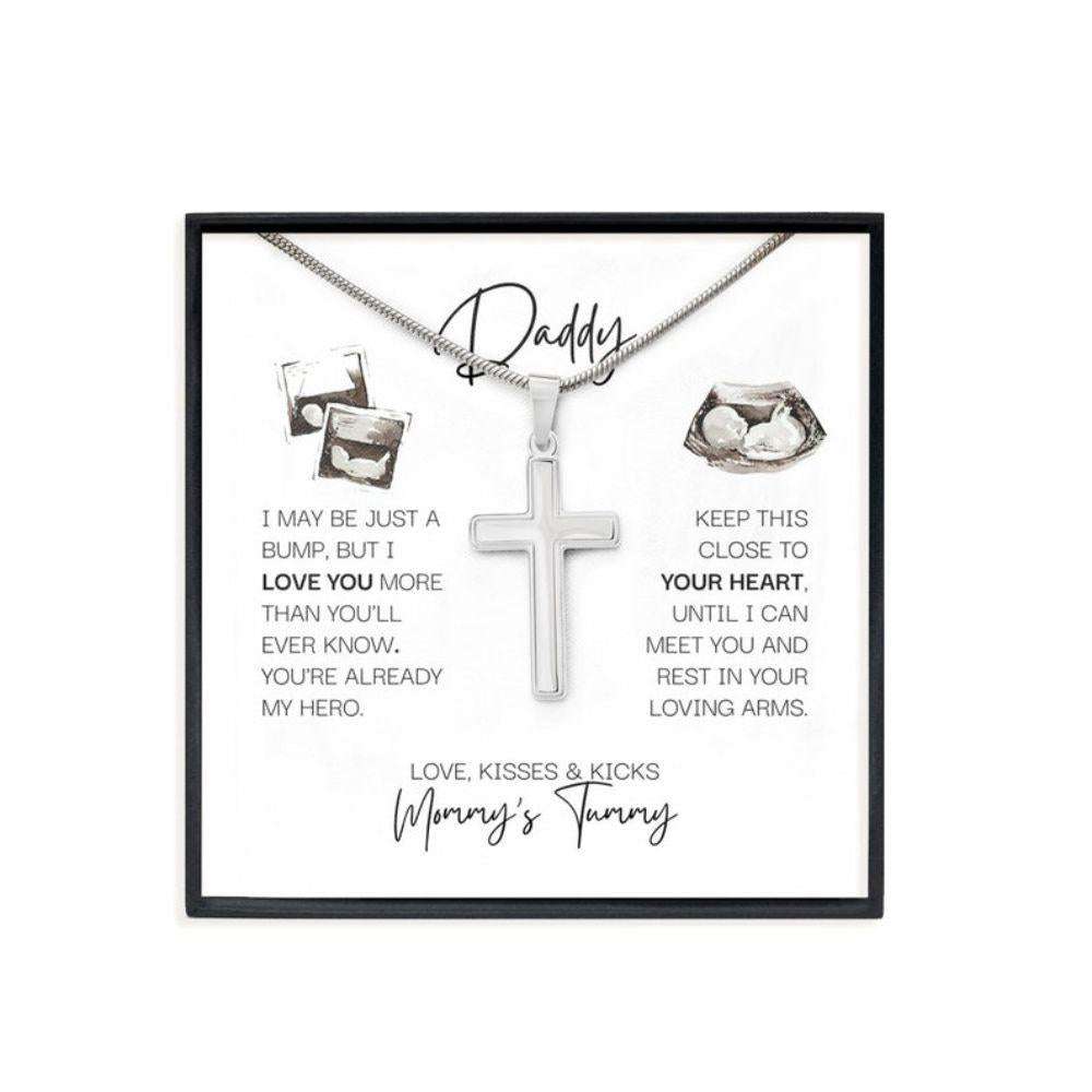 Daddy Necklace, Fathers Day Gift For Expecting Dad, Cross Pendant Necklace With Chain For 1St Father’S Day Father's Day Rakva