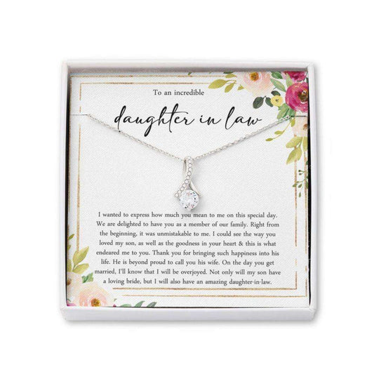 Daughter-In-Law Necklace, Daughter In Law Gift: Gift For Bride Wedding Day Gift, Future Daughter-In-Law Love Knot Necklace Dughter's Day Rakva