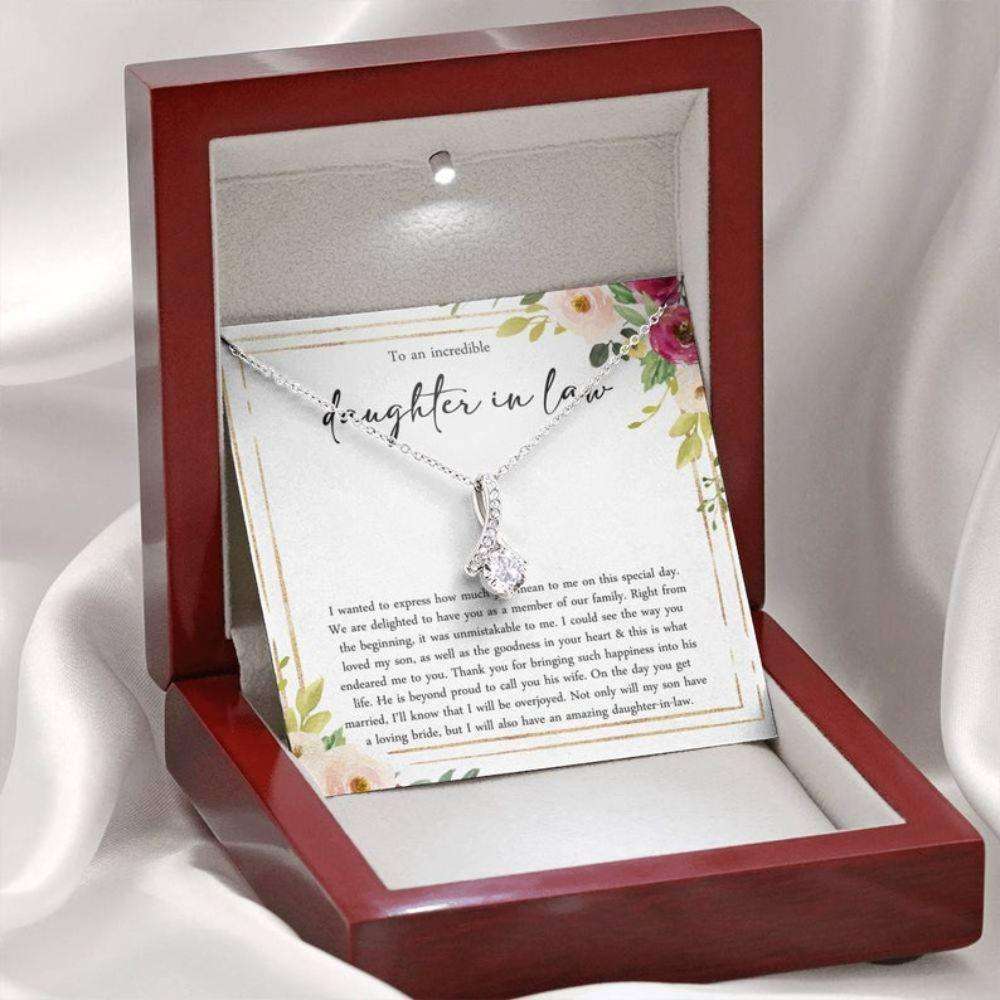 Daughter-In-Law Necklace, Daughter In Law Gift: Gift For Bride Wedding Day Gift, Future Daughter-In-Law Love Knot Necklace Dughter's Day Rakva