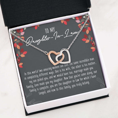 Daughter-In-Law Necklace, Interlocking Hearts Necklace “ To My Daughter-In-Law Necklace Gifts Dughter's Day Rakva