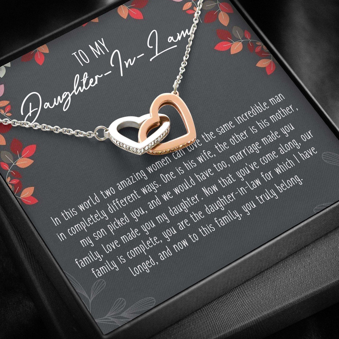 Daughter-In-Law Necklace, Interlocking Hearts Necklace “ To My Daughter-In-Law Necklace Gifts Dughter's Day Rakva