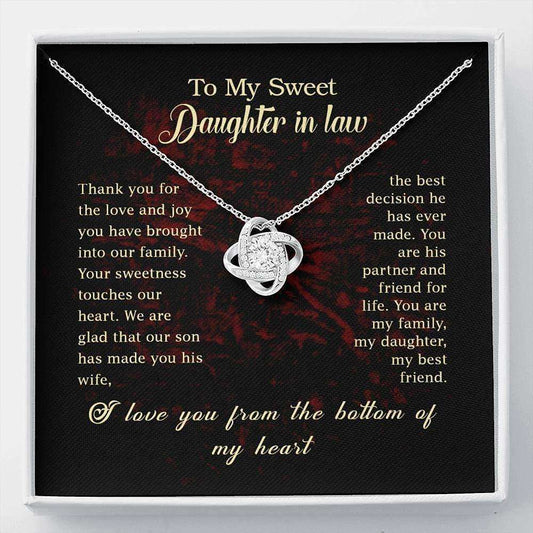 Daughter-In-Law Necklace, My Sweet Daughter-In-Law Necklace Mother’S Birthday Gifts, Mom Message Card Dughter's Day Rakva