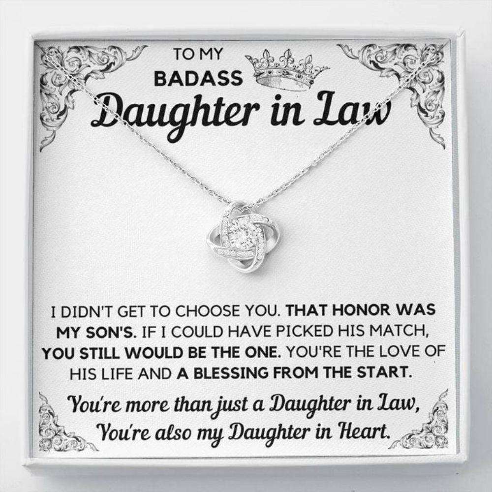 Daughter-In-Law Necklace, To My Badass Daughter-In-Law Honor Love Knot Necklace Gift Dughter's Day Rakva