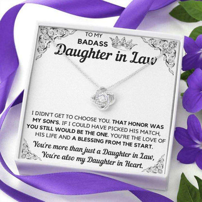 Daughter-In-Law Necklace, To My Badass Daughter-In-Law Honor Love Knot Necklace Gift Dughter's Day Rakva