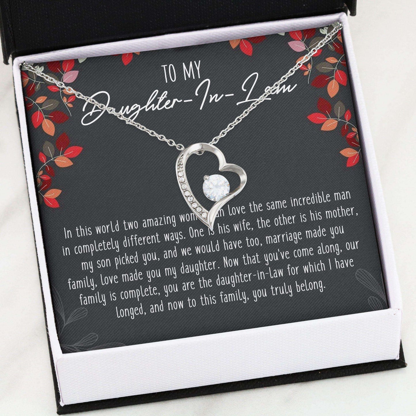 Daughter-In-Law Necklace “ To My Daughter-In-Law Gift With Box Message Card, Forever Love Necklace Dughter's Day Rakva