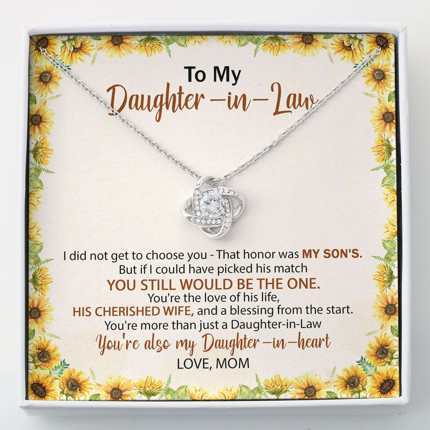 Daughter-In-Law Necklace “ To My Daughter-In-Law Jewelry Wedding Gift From Mother-In-Law Dughter's Day Rakva