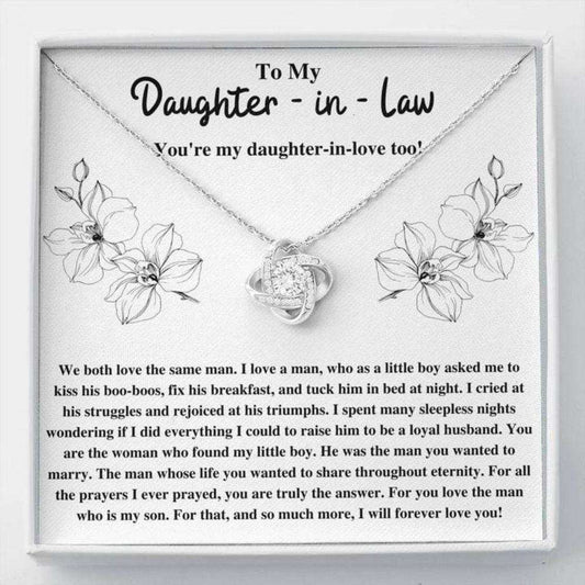 Daughter-In-Law Necklace, To My Daughter-In-Law Triumphs Flowers Love Knot Necklace Gift Dughter's Day Rakva