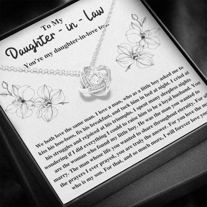 Daughter-In-Law Necklace, To My Daughter-In-Law Triumphs Flowers Love Knot Necklace Gift Dughter's Day Rakva