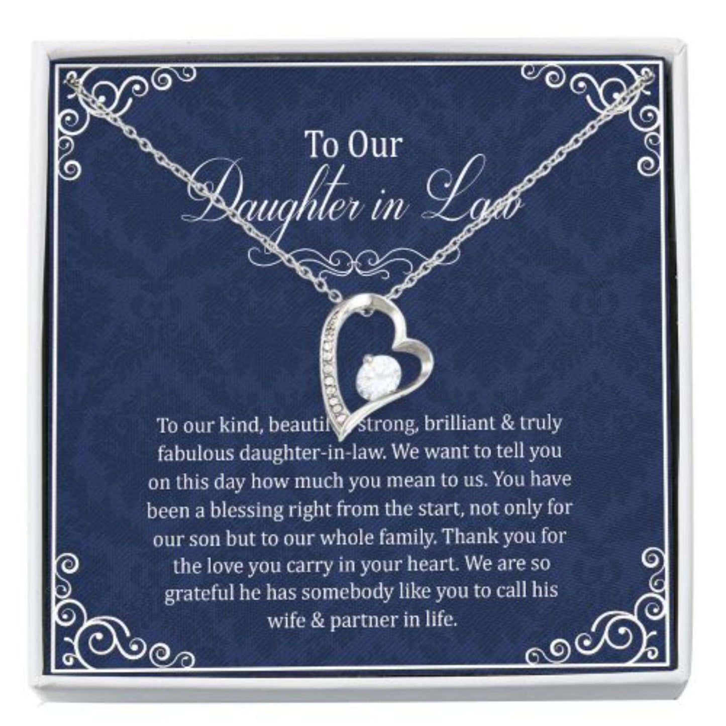 Daughter-In-Law Necklace, To Our Daughter-In-Law Gift, Gift For Daughter-In-Law Forever Love Necklace, Wedding Gift Dughter's Day Rakva