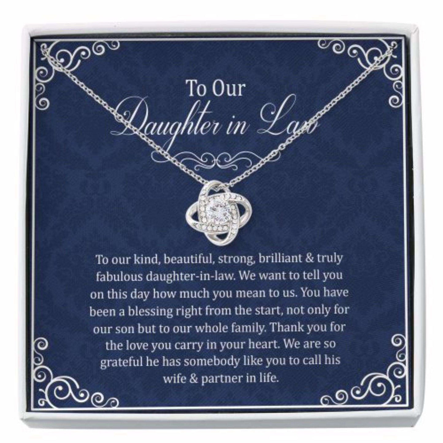 Daughter-In-Law Necklace, To Our Daughter-In-Law Gift, Gift For Daughter-In-Law Love Knot Necklace, Wedding Gift Dughter's Day Rakva