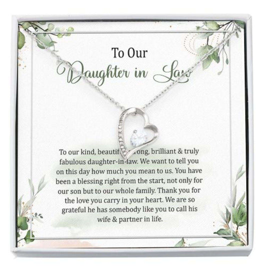 Daughter-In-Law Necklace, To Our Daughter-In-Law Gift, Gift For Daughter-In-Law Wedding Day Forever Love Necklace Dughter's Day Rakva