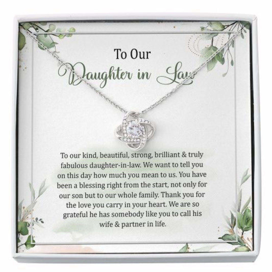 Daughter-In-Law Necklace, To Our Daughter-In-Law Gift, Gift For Daughter-In-Law Wedding Day Love Knot Necklace Dughter's Day Rakva