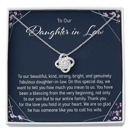 Daughter-In-Law Necklace, To Our Daughter-In-Law Gift On Wedding Day Love Knot Necklace Gifts For Daughter Rakva