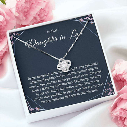 Daughter-In-Law Necklace, To Our Daughter-In-Law Gift On Wedding Day Love Knot Necklace Gifts For Daughter Rakva