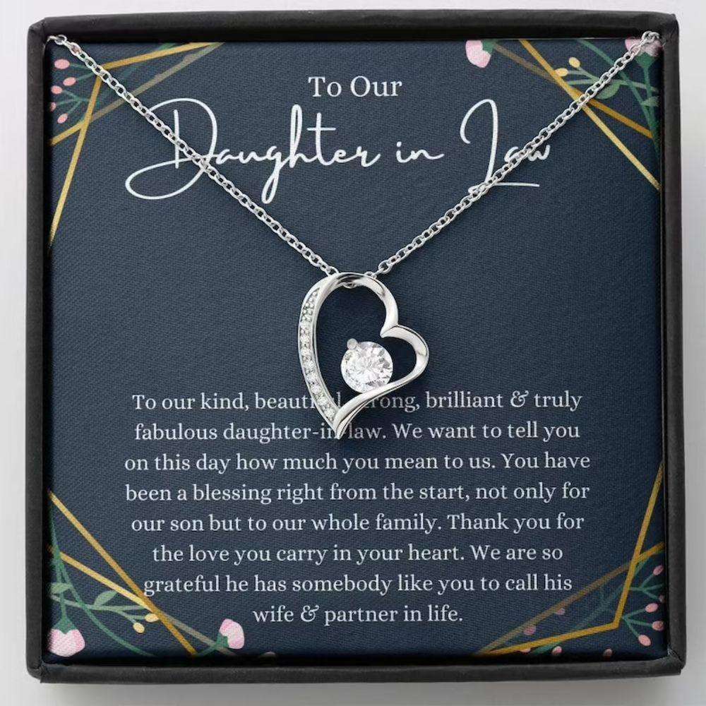 Daughter-In-Law Necklace, To Our Daughter-In-Law Gift On Wedding Day Necklace, Bride Gift From Mother & Father In Law Gift For Bride Rakva