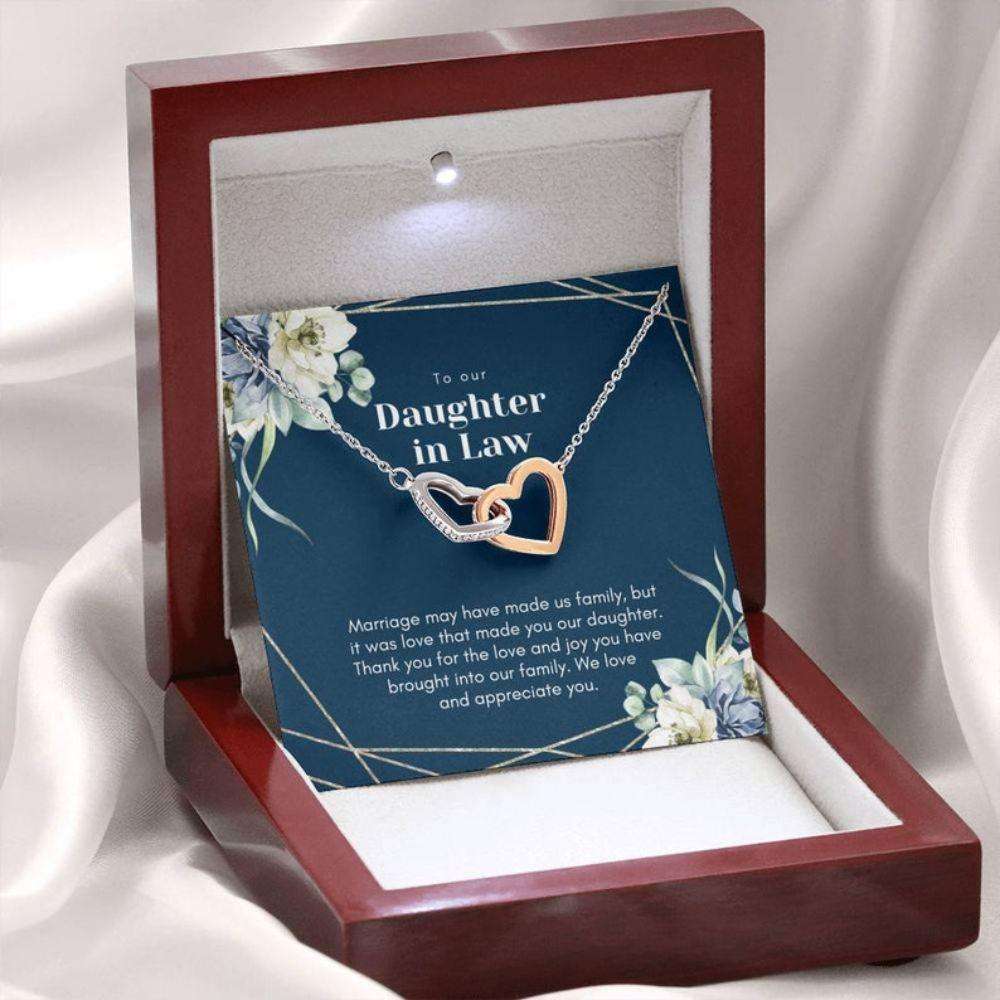 Daughter-In-Law Necklace, Wedding Day Gift For Daughter In Law, To Our Daughter In Law Hearts Necklace Dughter's Day Rakva