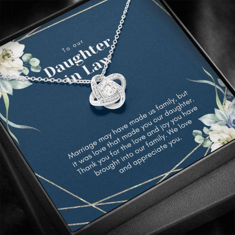 Daughter-In-Law Necklace, Wedding Day Gift For Daughter In Law, To Our Daughter In Law Love Knot Necklace Dughter's Day Rakva