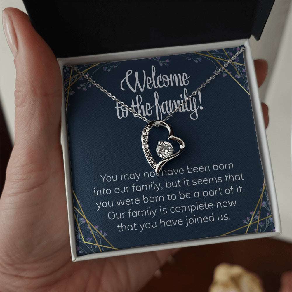 Daughter-In-Law Necklace, Welcome To The Family Forever Love Necklace Welcoming Message For Daughter-In-Law Adopted Child Dughter's Day Rakva