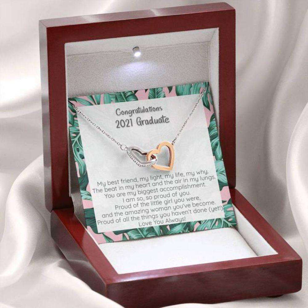 Daughter Necklace, 2024 Graduate Graduation Necklace, Connected Hearts, So, So Proud Of You Dughter's Day Rakva