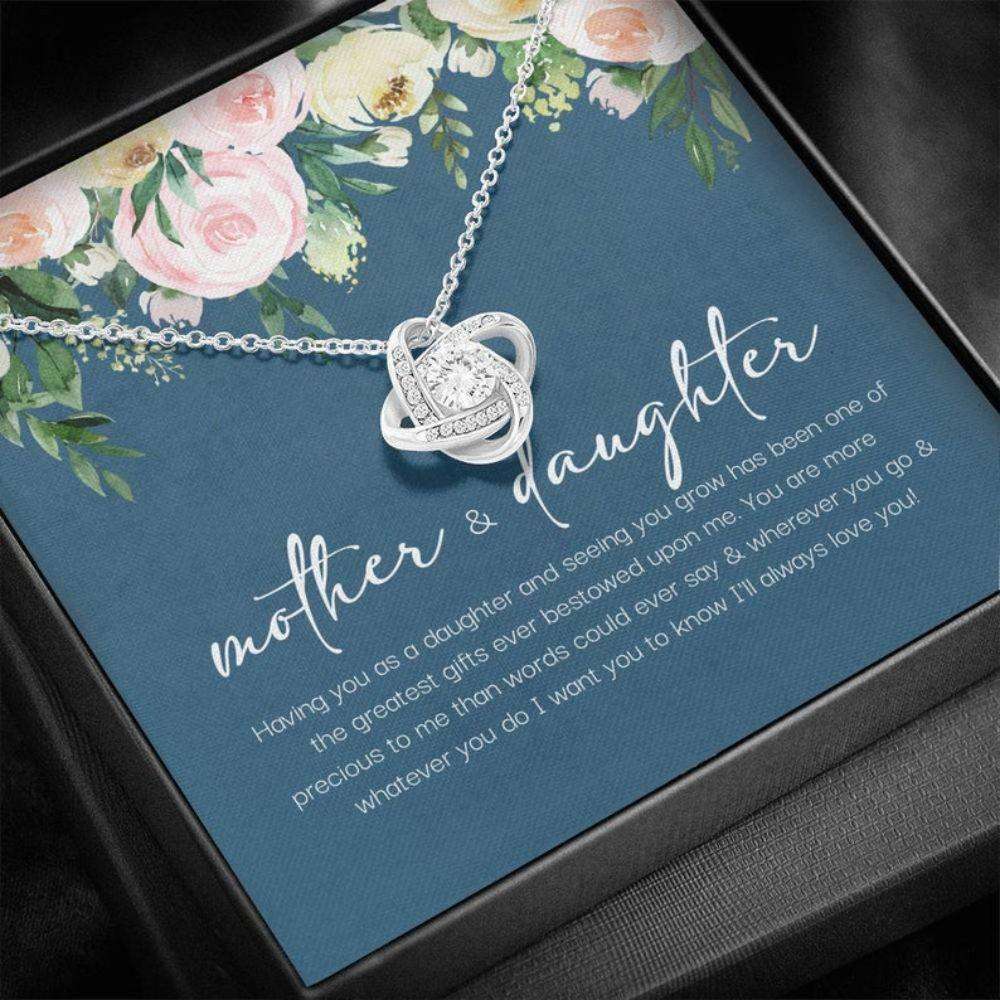 Daughter Necklace, 21St Birthday Necklace Gifts For Daughter From Mom, Mother & Daughter Love Knot Necklace Dughter's Day Rakva