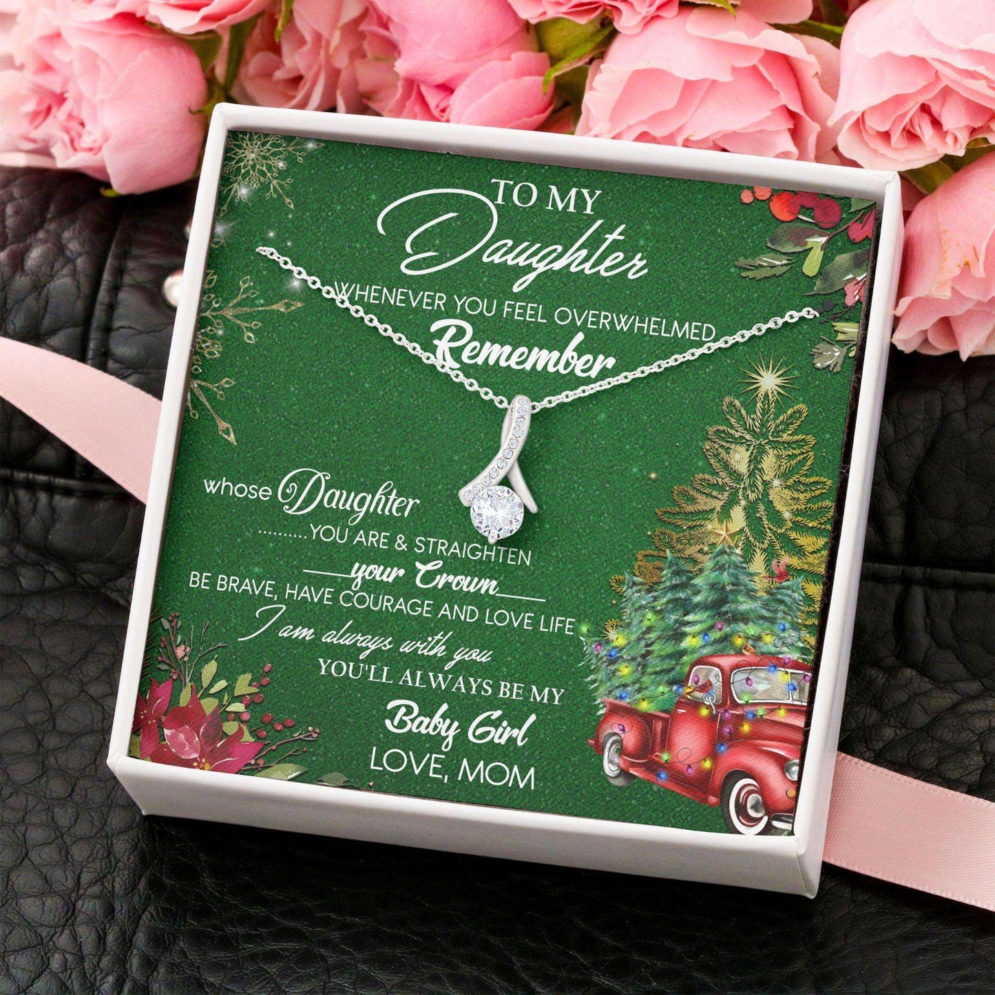 Daughter Necklace, Alluring Beauty Pendant “ Mom To Daughter Christmas Necklace Gifts Dughter's Day Rakva